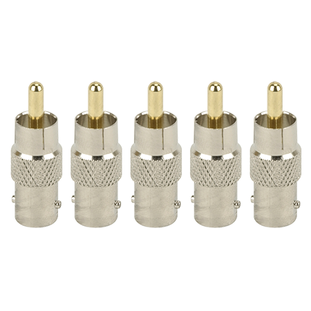 Liberty Security LBNCFTORCAM5PK | BNC Female to RCA Male Adapter 50 OHM - (5 Pack) Package