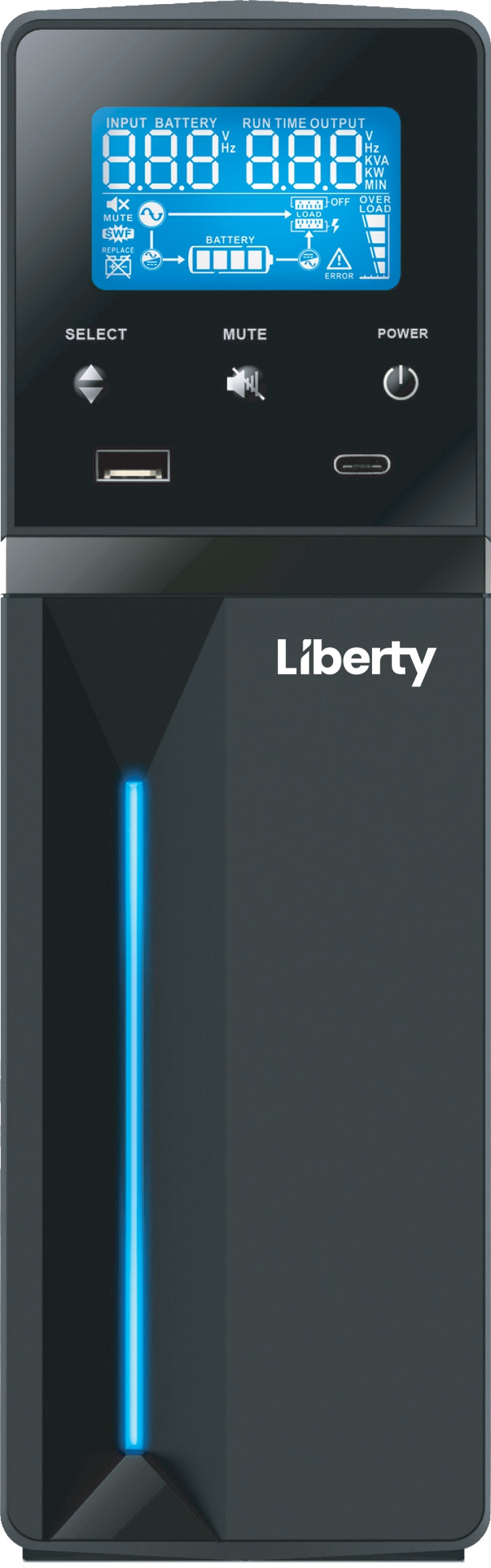 Liberty Security LUPS-LI1500T | Uninterruptible Power Supply, Line Interactive, (10) NEMA 5-15R, 90 to 140 V Input, 900 W, 1440 VA