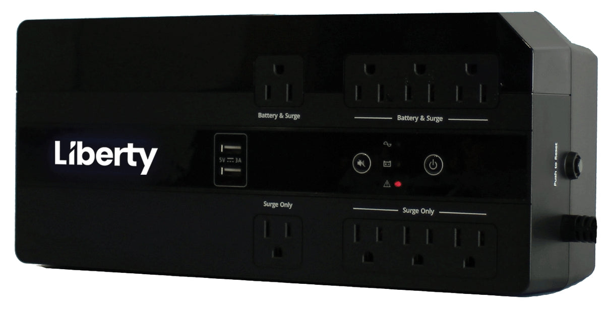 Liberty Security LUPS-SB600D | Uninterruptible Power Supply, Standby, (8) NEMA 5-15R, 95 to 140 V Input, 330 W, 600 VA