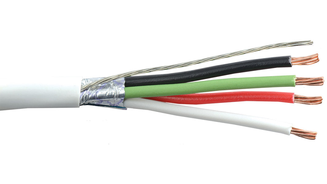 Liberty AV 18-4C-PSH-WHT | White Commercial Grade General Purpose 18 AWG 4-Conductor Plenum Shielded Cable Reel