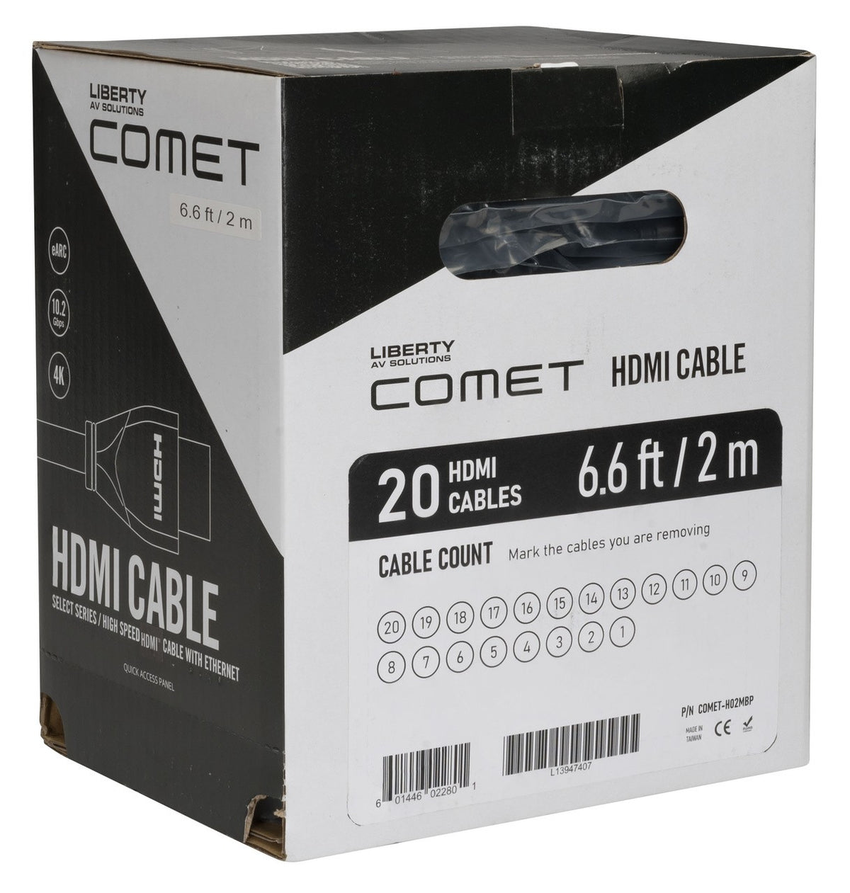 Liberty AV COMET-H02MBP | 6.56 Feet COMET 10G HDMI Cable Black 2.0M