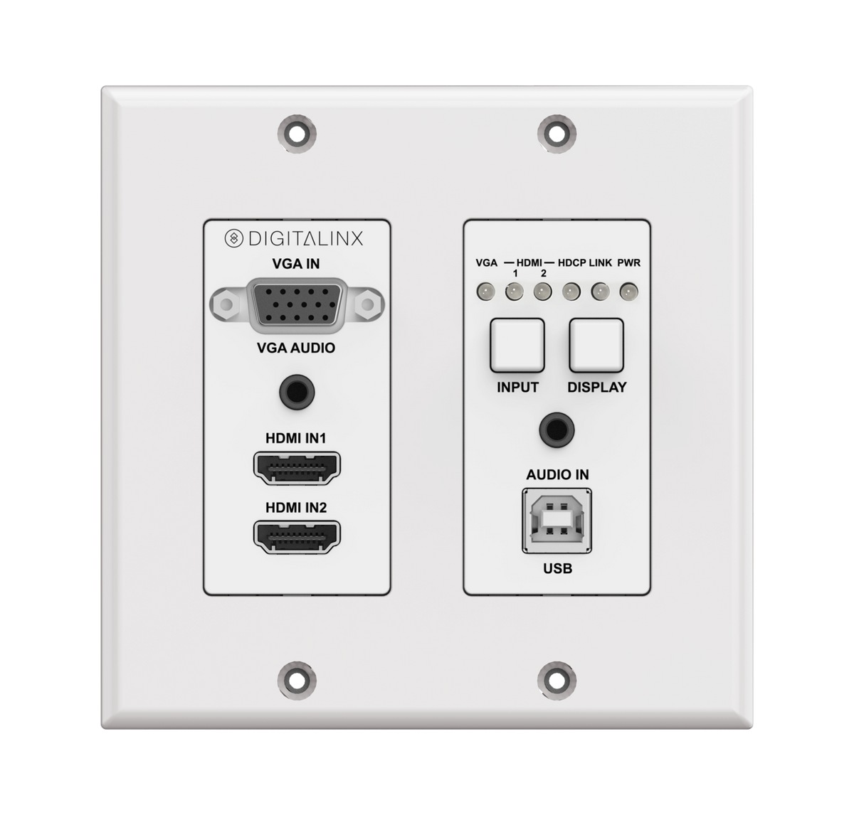 Liberty AV DL-2H1V1U-WP-W | Digitalinx HDMI, VGA, and USB 2.0 Extender with Display Control