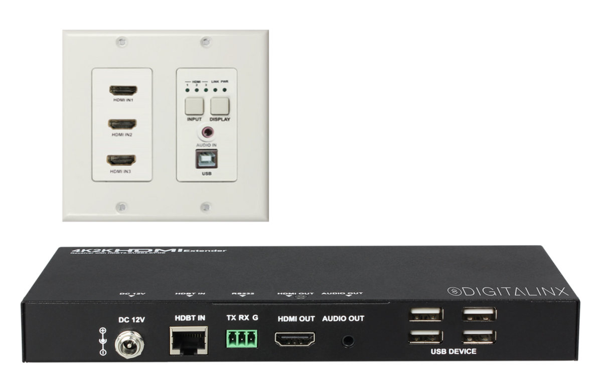 Liberty AV DL-HDBT3H-WP-KIT | DigitaLinx 3 HDMI and USB Extender Set with Display Control
