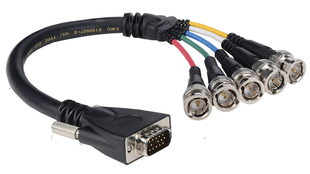 Liberty AV E-VGAM-5BNCM-3 | 3" Premium Molded VGA male to 5 BNC male cable