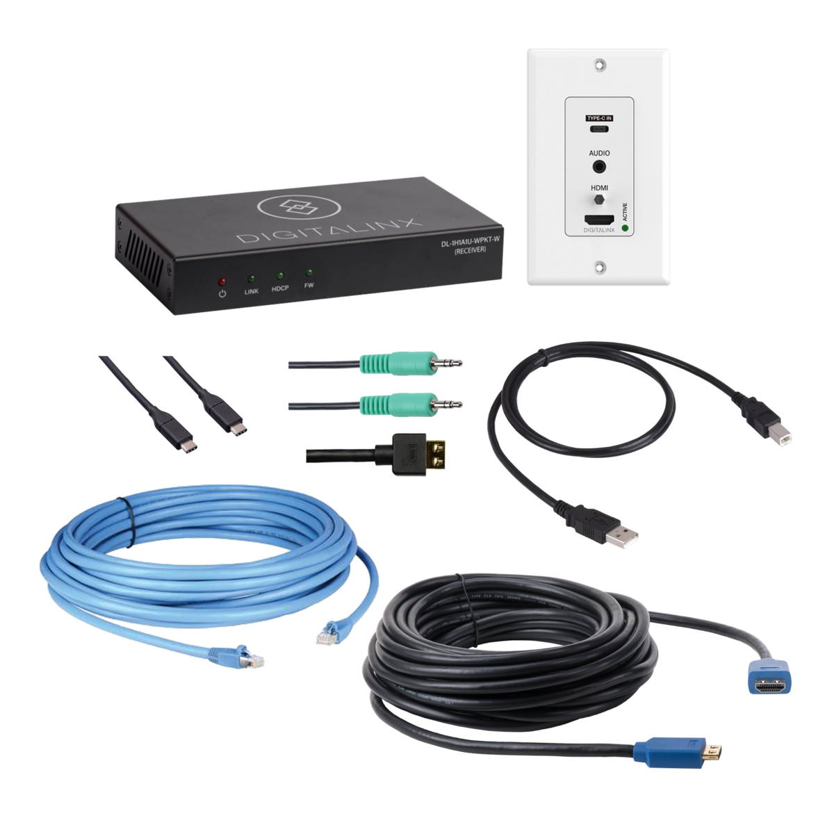 Liberty AV EDU-HU1-4K-050 | 50" Two Input HDBaseT Wall Plate kit with USB-C