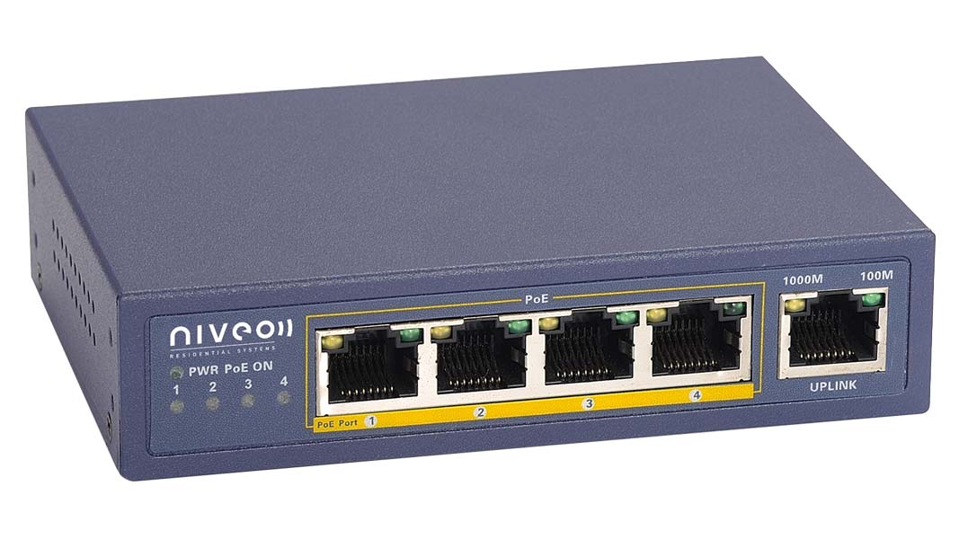 Liberty AV NRS5GP | Niveo 4 port + Uplink PoE+ Gigabit Network Switch
