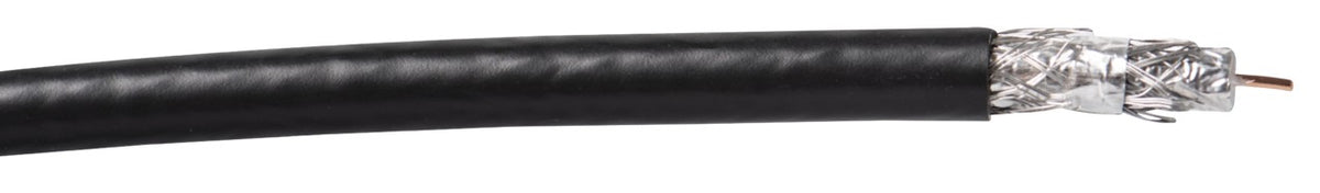 Liberty AV QUADFLEX-BC-BLK-500 | 500 Feet Black RG6 Bare Copper Quad Shielded RF Video 3.0 GHz Cable Reel