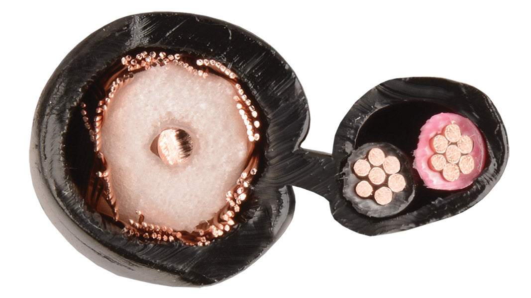 Liberty AV RG59-18/2C-DB-500 | Black Baseband with PTZ Video RG59 Direct Burial Coaxial Cable Reel