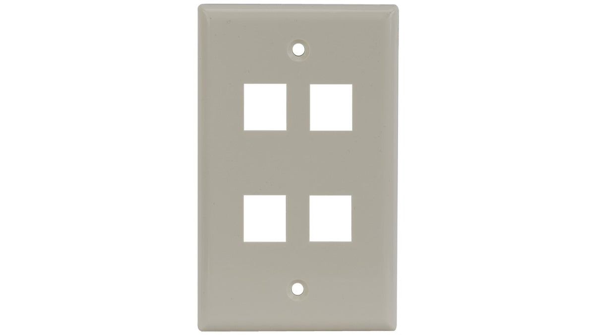 Liberty AV WP-N4-AL | Keystone Single Gang 4-Port Smooth Faceplate
