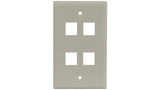 Liberty AV WP-N4-AL | Keystone Single Gang 4-Port Smooth Faceplate