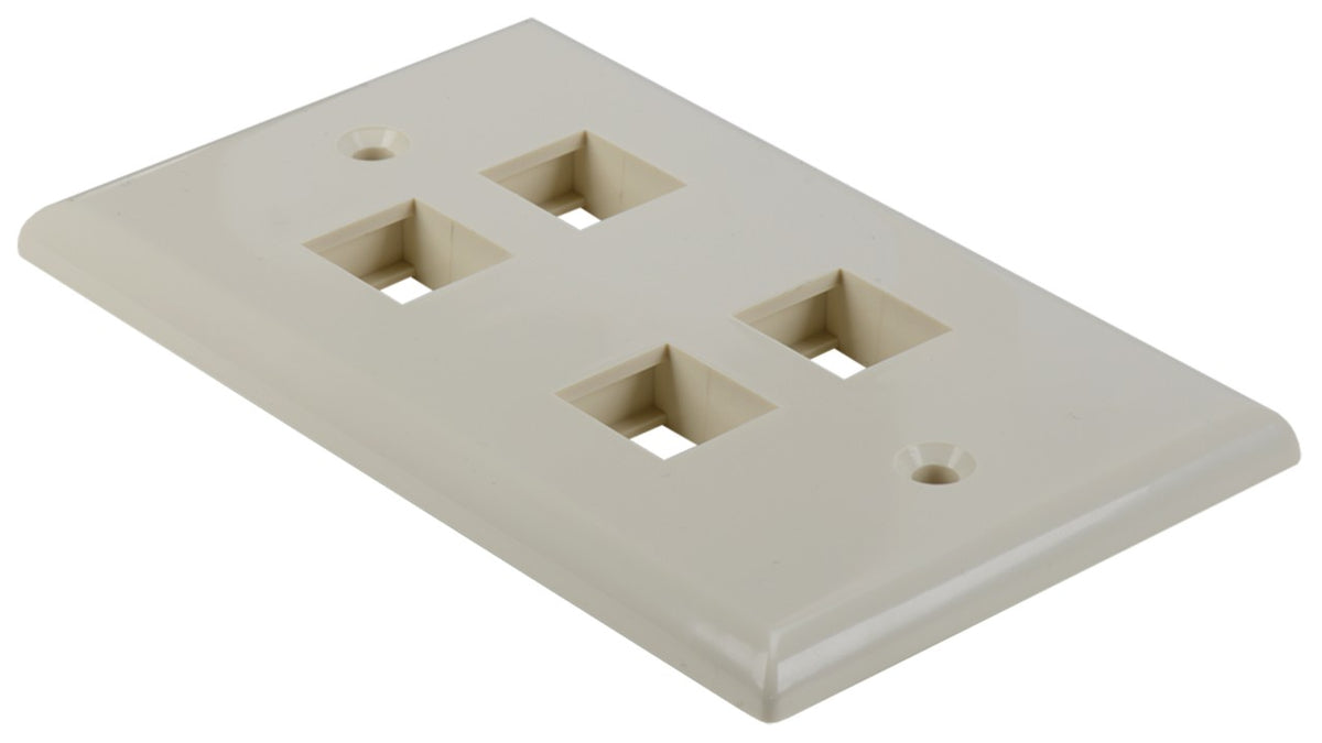 Liberty AV WP-N4-AL | Keystone Single Gang 4-Port Smooth Faceplate