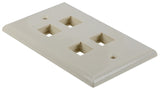 Liberty AV WP-N4-AL | Keystone Single Gang 4-Port Smooth Faceplate