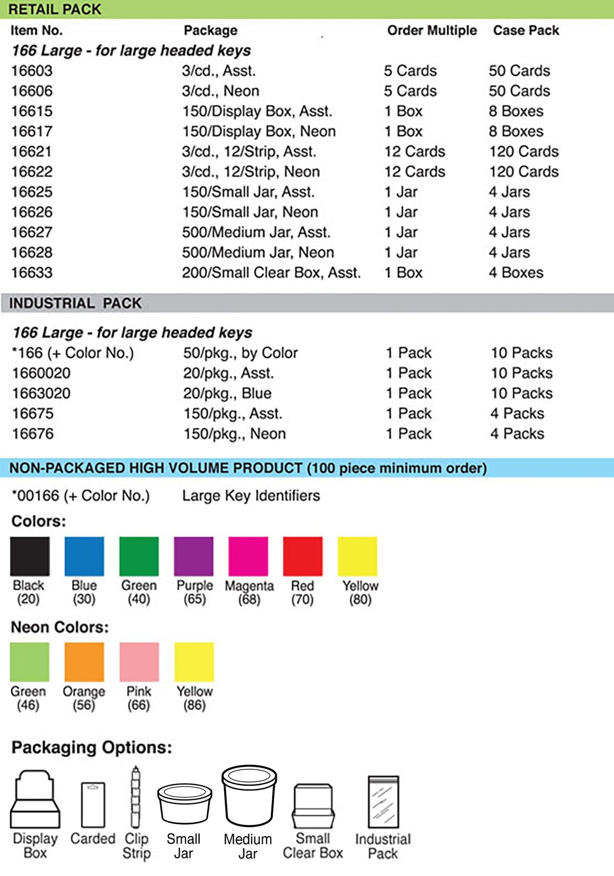 Lucky Line Products 16627 | Lg Identifier Assorted 500/Jr
