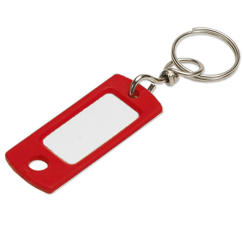 Lucky Line Products 16870 | Key Tag, Flexible, 2" Length x 7/8" Thickness, 1-3/8" x 5/8" Clear Plastic Insert, Red with 3/4" Overlapping Swivel Ring, 50 each per Pack