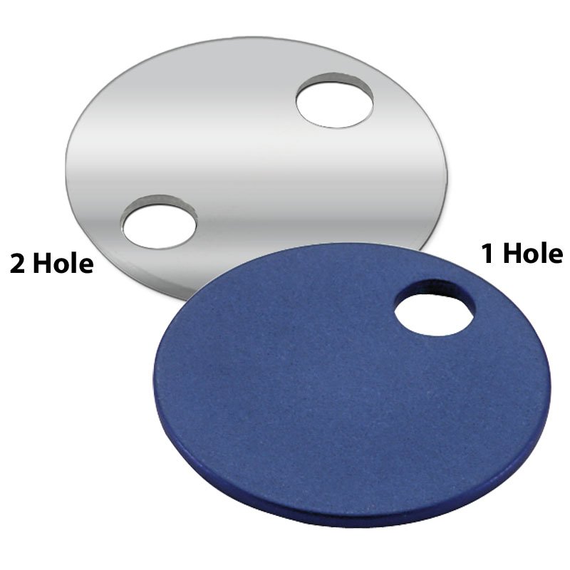 Lucky Line Products 256893 | Key Tag, 1-Hole, 1-1/2" Diameter, Aluminum, Silver, for Pet Tag, Facilities Management