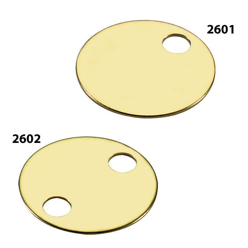 Lucky Line Products 26006 | Key Tag, 1-Hole, 3/4" Diameter, Solid Brass, Polished, for Heavy Duty Industrial, 100 each per Display Box