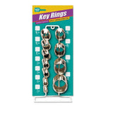 Lucky Line Products 36500 | Split Key Ring Counter Display, 365-Piece, 6" Width x 6" Depth x 13" Height, Tempered Steel, Nickel Plated