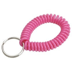 Lucky Line Products 41066 | Key Wrist Coil, 2" Diameter, Neon Pink with 7/8" Nickel Plated Tempered Steel Split Ring
