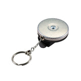 Lucky Line Products 43551 | Spinner Key Reel, Clip-On, 360 Degree Rotation, 2" Diameter, Textured Chrome with 24" Steel Chain, 2" Long Clip, 1-1/8" Nickel Plated Split Key Ring, 1 each per Card