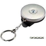 Lucky Line Products 43551 | Spinner Key Reel, Clip-On, 360 Degree Rotation, 2" Diameter, Textured Chrome with 24" Steel Chain, 2" Long Clip, 1-1/8" Nickel Plated Split Key Ring, 1 each per Card