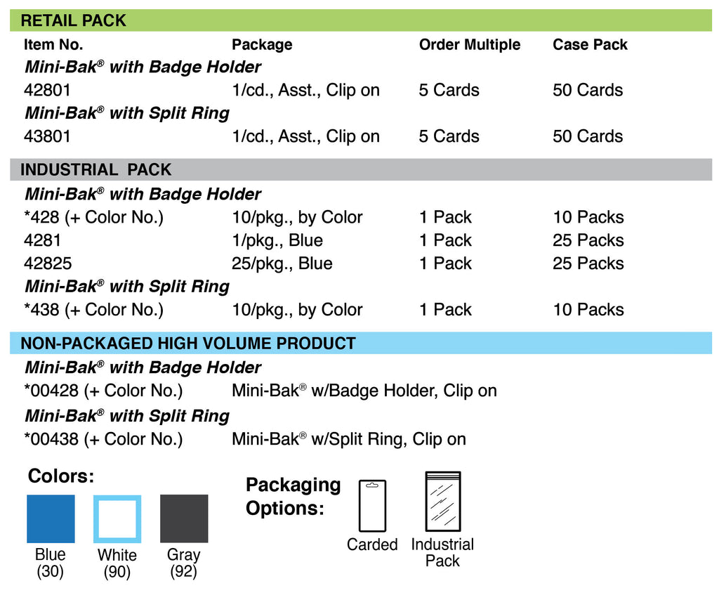 Lucky Line Products 42825 | Mini-Bak Badge Holdr Clip Blue 25/Pk