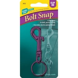 Lucky Line Products 45501 | Bolt Snap, 3-1/8" Length, Zinc, Nickel Plated with 7/8" Split Key Ring, 1 each per Card