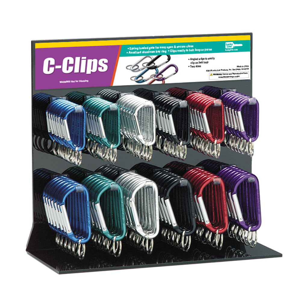 Lucky Line Products 46000 | C-Clip Counter Display with 126 Anodized Carabiner Style Key Ring
