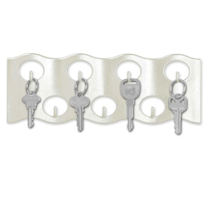 Lucky Line Products 60700 | Wavy Key Rack, 3-1/4" Width x 10-1/4" Length x 5/8" Thickness, 7 Hook, Pearlized White, 1 each per Peggable Box