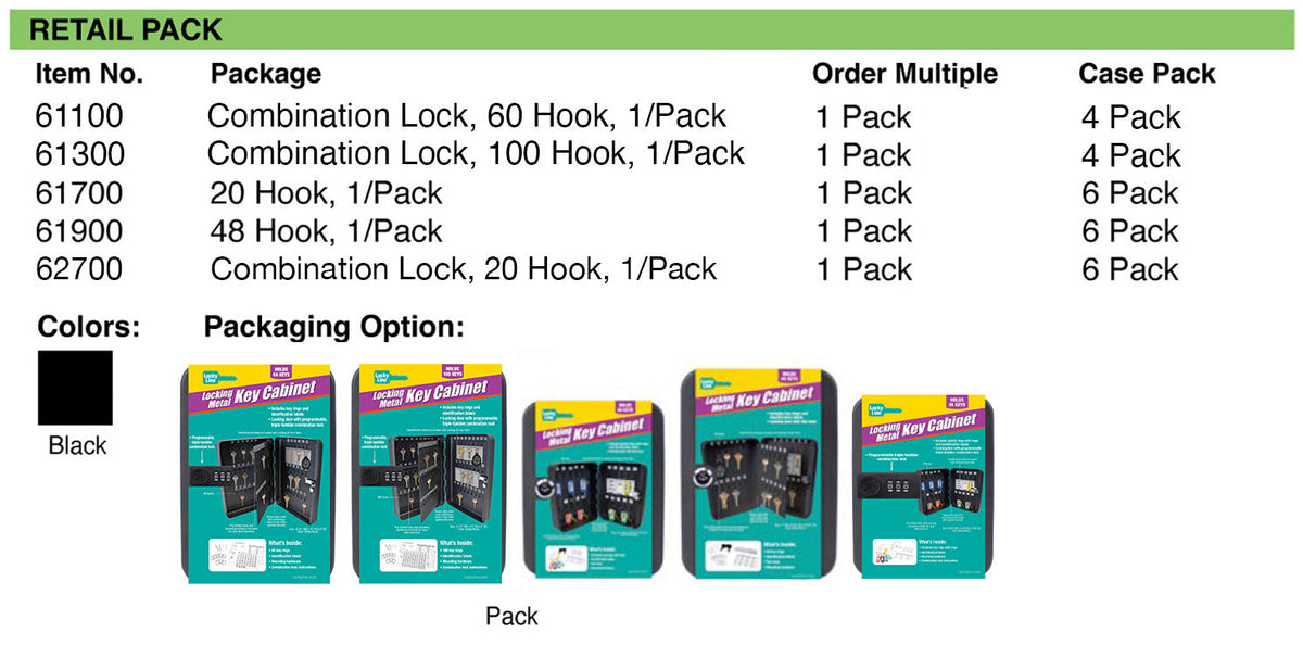 Lucky Line Products 61100 | Metal Key Cabinet 60 Hook