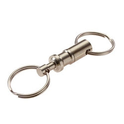 Lucky Line Products 70701 | Key Holder Quick Release, Brass, Nickel Plated with Two 7/8" Nickel Plated Tempered Steel Split Rings, 1 each per Card