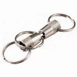 Lucky Line Products 71501 | Key Release Ring, 3-Way, Pull Apart, 3" Length, Bright Aluminum with 7/8" Nickel Plated Tempered Steel Split Key Ring, 1 each per Card