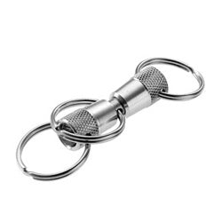 Lucky Line Products 71701 | Key Release Ring, 3-Way, Pull Apart, 3" Length, Steel Body, Red and Blue Anodized Aluminum End with (3) 7/8" Nickel Plated Tempered Steel Split Key Ring, 1 each per Card