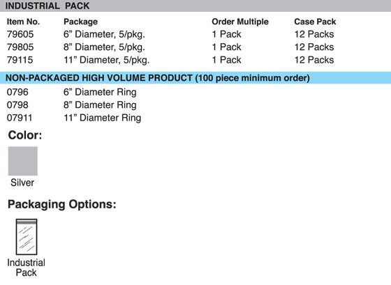 Lucky Line Products 79805 | Key Ring, Threaded Locking, 8" Diameter, 1/8" Galvanized Plated Steel with Open and Close Easy Twist Connector Nut, 5 each per Pack