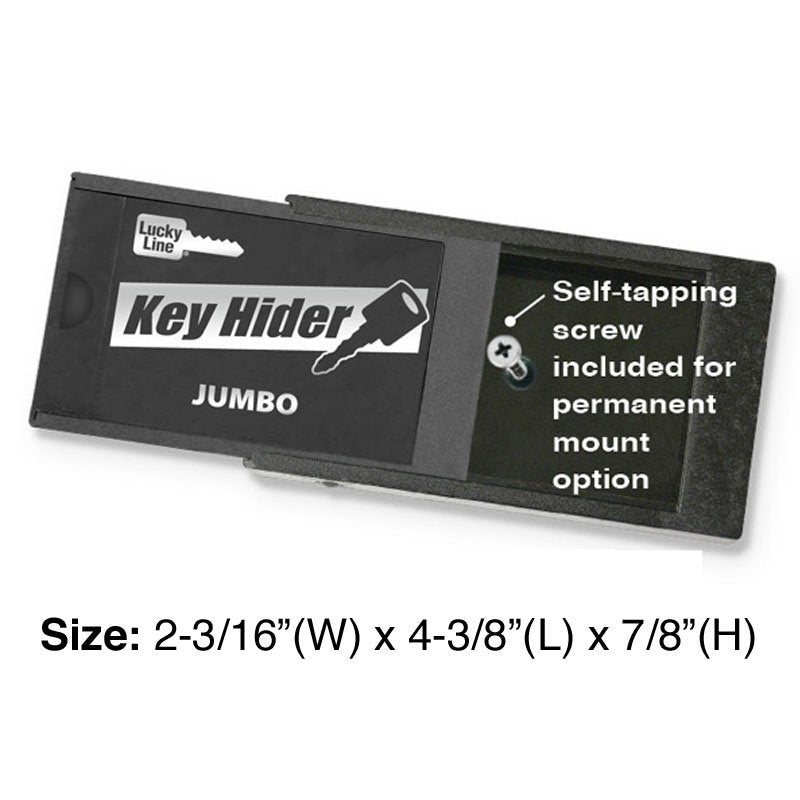 Lucky Line Products 91506 | Magnetic Key Hider, Jumbo, 4-3/8" Length x 2-3/16" Width x 7/8" Height, Plastic, Black with Self-Tapping Screw, 6 each per Refill Box
