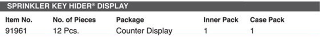 Lucky Line Products 91961 | Sprinkler Key Hider Display, 8" Width x 10" Depth x 14" Height, Molded Plastic, 12 each per Counter Display