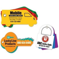 Lucky Line Products 95985 | Key Tag, Custom, 1-1/8" x 1-1/2" Head, 1-1/4" x 1/4" Shank Imprint Area, Paper, White with 13/16" Giveaway Ring