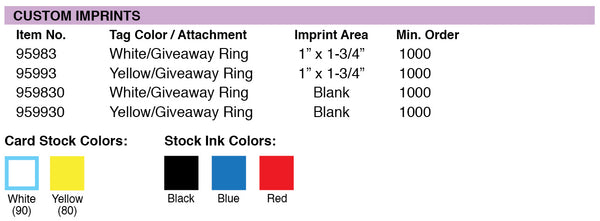 Lucky Line Products 95983 | Paper Tag, 13/16", Giveaway Ring, Pack of 5