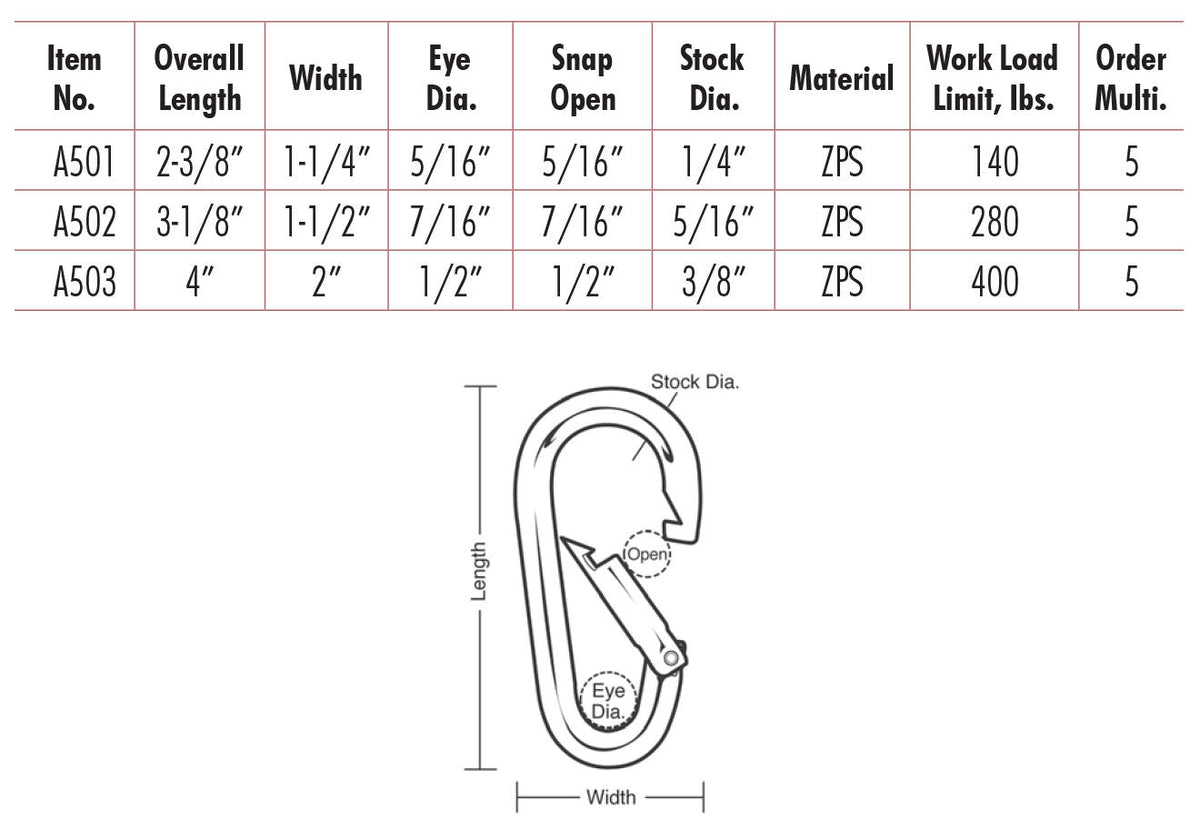 Lucky Line Products A501 | 2-3/8" Interlocking Snap 200Lb Limit, Moq =5
