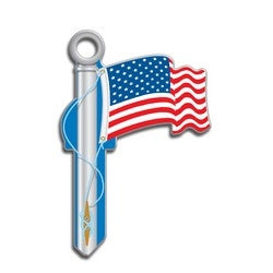 Lucky Line Products B101S | House Key, Schlage, American Flag, Brass, Enamel Coating, 1 each per Card
