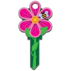 Lucky Line Products B106K | House Key, Kwikset, Flower, Brass, Enamel Coating, 1 each per Card