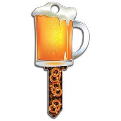 Lucky Line Products B110K | House Key, Kwikset, Beer Mug, Brass, Enamel Coating, 1 each per Card