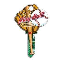 Lucky Line Products B120K | House Key, Kwikset, Baseball, Brass, Enamel Coating, 1 each per Card
