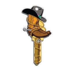 Lucky Line Products B132S | House Key, Schlage, Cowboy, Brass, Enamel Coating, 1 each per Card
