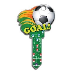 Lucky Line Products B135S | House Key, Schlage, Soccer, Brass, Enamel Coating, 1 each per Card