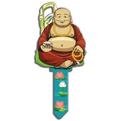 Lucky Line Products B137K | House Key, Kwikset, Buddha, Brass, Enamel Coating, 1 each per Card