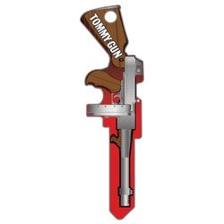 Lucky Line Products B139S | House Key, Schlage, Tommy Gun, Brass, Enamel Coating, 1 each per Card