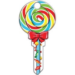 Lucky Line Products B140S | House Key, Schlage, Lollipop, Brass, Enamel Coating, 1 each per Card