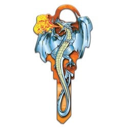 Lucky Line Products B145S | House Key, Schlage, Dragon, Brass, Enamel Coating, 1 each per Card