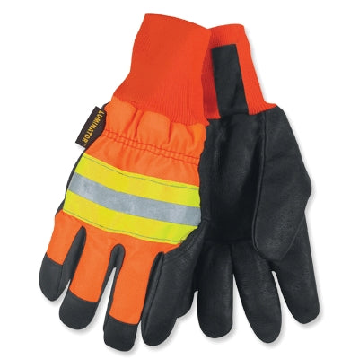 MCR Safety 34411XL | Memphis Luminator High-Visibility Premium Grain Pigskin Waterproof Drivers Gloves Thermosock Lined