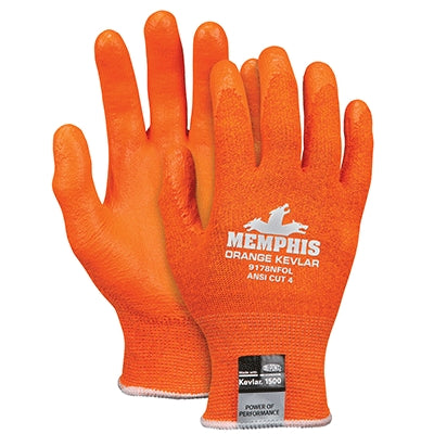 MCR Safety 9178NFOXL | Memphis Orange Kevlar Gloves Foam Nitrile Coated X-Large